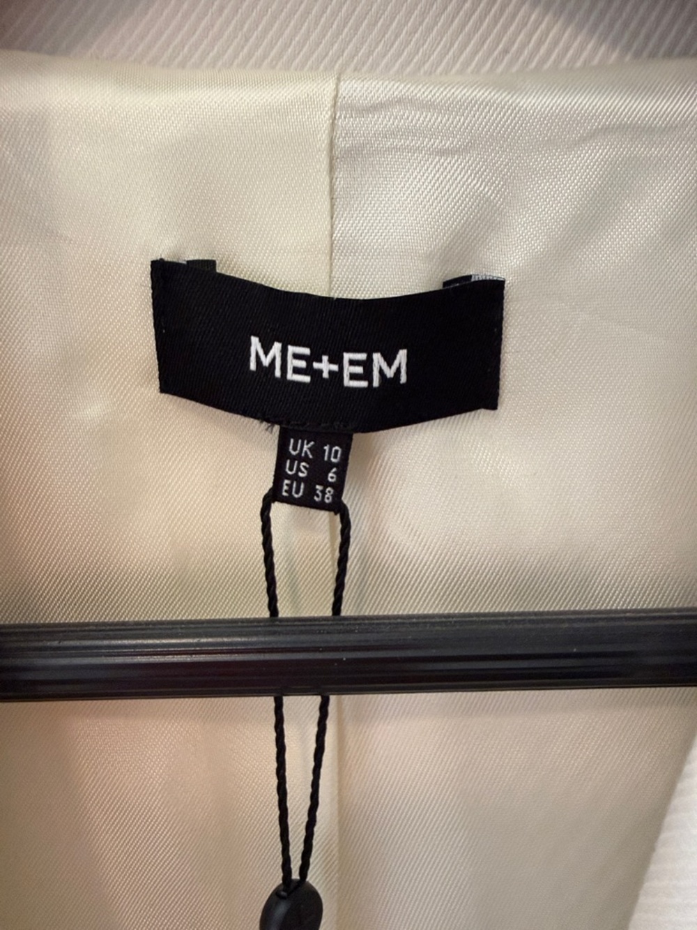 ME+EM Cropped Bound Edge Cream blazer with black piping trim | UK 10 US 6 - Picture 3 of 13